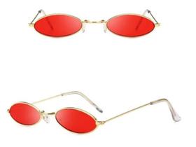 Óculos Oval Lente Vermelha Retro Pequeno Trap Hype Instagram - M&C