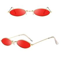 Óculos Oval Redondo Pequeno Trap Hype Retro Vermelho Fino - MC