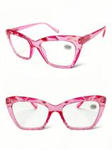 Óculos Para Leitura Com Grau Quadrado Gatinha 3D +1.75 até +4,00 Modelo Novo 8088 - BLUMMAR