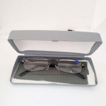 Óculos para leitura Metal Reforçado Fechado com Mola na Haste + Estojo + Flanela