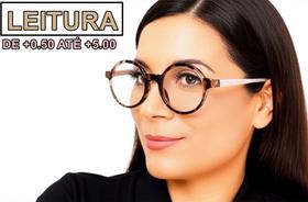 Óculos Para Leitura Redondo Acetato TR90 Luxo Chic Lente Com Grau Para Perto Longe Feminino