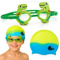 Óculos Para Natação Ajustável E Touca De Silicone Verão Infantil Unicórnio Dino Tubarão E Sereia Óculos Para Natação Ajustável E Touca De Silicone Verão Infantil Unicórnio Dino Tubarão E Sereia