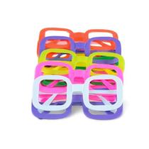 Óculos Pct Com 10 Plástico Colorido Quadrado - Festas e Fantasias