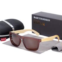 óculos polarizados masculinos Square Bamboo proteção uv400