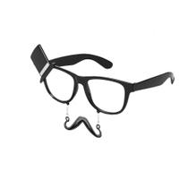 Óculos Preto Divertido com Bigode Mustache e Cartola na Haste para Fantasia