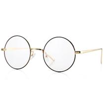 Óculos Pro Acme Retro, armação redonda de metal, lente transparente, dourada