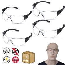 Oculos Protecao Epi Ca Segurança Uv Anti Risco Transparente Dielétrico Incolor Obra Kit 4 Unidades - STEELFLEX PADOVA