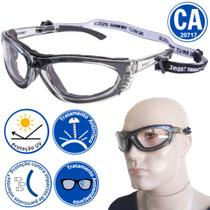 Oculos protecao epi segurança Anti Embaçante Ca Anti Risco Trabalho Obra Incolor Escuro Uv Elastico