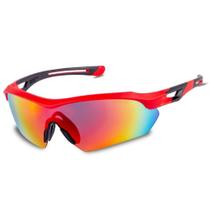 Oculos Proteção Vermelho Espelhado Ciclismo Corrida Antirrisco C.a 40906 - STEELFLEX