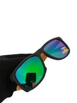 Óculos Quadrado Haste Bambu Preto Fosco Emborrachado Polarizado 55mm Óculos Quadrado Haste Bambu Preto Fosco Emborrachado Polarizado 55mm