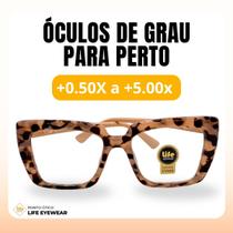 Óculos Quadrado Marília Grau +0,50 a +5,00 Feminino Leitura Hipermetropia Leopardo Óculos Quadrado Marília Grau +0,50 a +5,00 Feminino Leitura Hipermetropia Leopardo