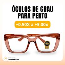 Óculos Quadrado Marília Grau +0,50 a +5,00 Feminino Leitura Hipermetropia Marrom Leopardo