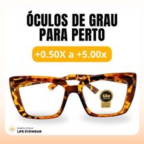Óculos Quadrado Marília Grau +0,50 a +5,00 Feminino Leitura Hipermetropia Tartaruga Óculos Quadrado Marília Grau +0,50 a +5,00 Feminino Leitura Hipermetropia Tartaruga