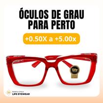 Óculos Quadrado Marília Grau +0,50 a +5,00 Feminino Leitura Hipermetropia Vermelho Transparente Óculos Quadrado Marília Grau +0,50 a +5,00 Feminino Leitura Hipermetropia Vermelho Transparente