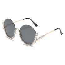 Óculos Rimless Flame Rhinestone, dourado, marrom, lente 63 mm Óculos Rimless Flame Rhinestone, dourado, marrom, lente 63 mm