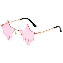 Óculos Rimless Star Drip Eyewear, fantasias de festa, lente rosa Óculos Rimless Star Drip Eyewear, fantasias de festa, lente rosa