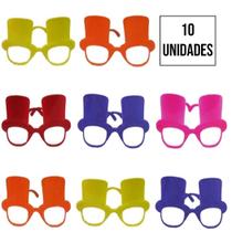 Óculos Sem Lentes Colorido Cartola - 10 Unidades - Lokko Festas