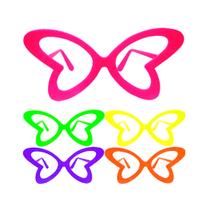 Óculos Sem Lentes Neon Colorido Borboleta - 10 Unidades