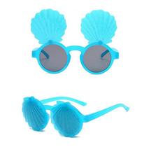 Oculos sereia concha azul com glitter festas - MC Presentes