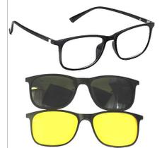 Óculos Sol Armação Grau 2 Clip On Polarizado Uv 400 + Case