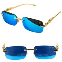 Óculos Sol Azul Máfia Yakuza Trapstar Jaguar + Case Estiloso Onça Luxo Banhado