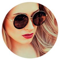 Óculos Sol Feminino Armação Blogueira Redondo -
