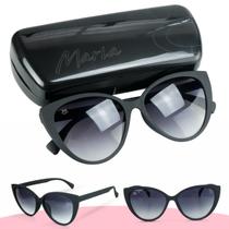 oculos sol feminino emborrachado proteção uv + case gatinho qualidade premium delicado original presente preto estiloso