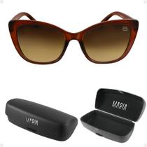 oculos sol feminino gatinho praia vintage proteção uv + case marrom luxo delicado quadrado verão