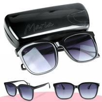 Óculos Sol Feminino Maria Quadrado Premium + Case G2