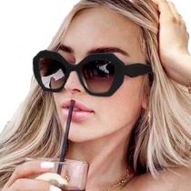 Óculos Sol Feminino Praia Lux Blogueira Tendência Moda Preto