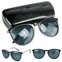oculos sol feminino preto vintage redondo + case estiloso original moda qualidade premium exclusivo