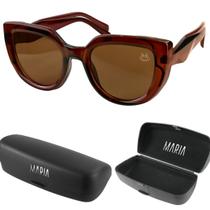 Oculos Sol Feminino Proteção Uv Social gatinho Praia Vintage oval marron luxo bom barato bonito parafusado moderno + case