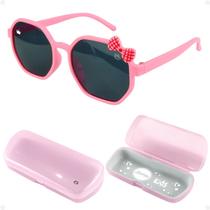 oculos sol infantil menina vintage rosa barbie retro + case verão praia laçinho presente casual qualidade premium social