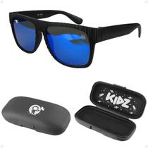 oculos sol infantil vintage criança preto uv proteção + case casual qualidade premium lente azul praia menino resistente