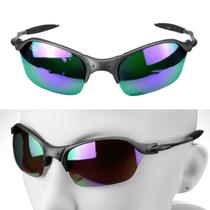 oculos sol lupa praia metal proteção uv masculino + case original aste metal lente espelhada
