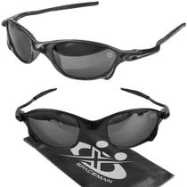 oculos sol lupa preto proteção uv praia masculino + case armação preta presente lente azul espelhada