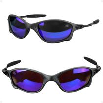 oculos sol lupa proteção uv metal azul praia preto + case original qualidade premium estiloso aste metal casual