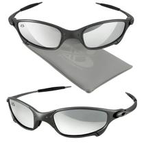 oculos sol mandrake lupa cinza proteção uv metal + case verão lente laranja qualidade premium