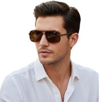 Óculos Sol Marrom Masculino Estilo Aviador Haste Polarizado