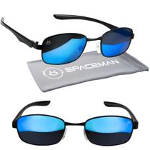 Óculos Sol masculino metal trap hype mafia yakuza + case spaceman preto retangular lente azul verão