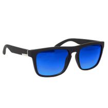 Óculos Sol Masculino Preto Polarizado Quadrado Lente Azul - Orizom