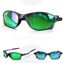 Oculos Sol Masculino Proteção Uv Preto Lupa + Praia Verde