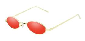 Óculos Sol Oval Redondo Fino Rêtro Vintage - Vermelho