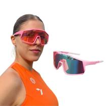 Óculos Sol Performance Máscara Aspen Rosa Esportivo Corrida Ciclismo Polarizado UV400 - Dood