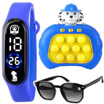 Oculos sol + popit eletronico original ajustavel anti-stress azul qualidade premium presente menino
