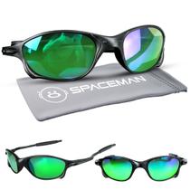 oculos sol praia proteção uv masculino lupa preto + case lente verde espelhada moda casual qualidade premium verão