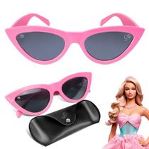 Oculos sol premium barbie rosa infantil + case vintage pink praia original presente verao criança