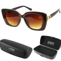 oculos sol proteção uv praia feminino social vintage + case verão estiloso quadrado qualidade premium luxo marrom moda