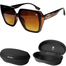 Oculos sol quadrado feminino original uv qualidade premium marrom acetato presente luxo praia vilão