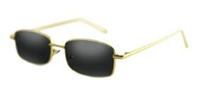 Óculos Sol Quadrado Pequeno Geek Retro Dourado Preto